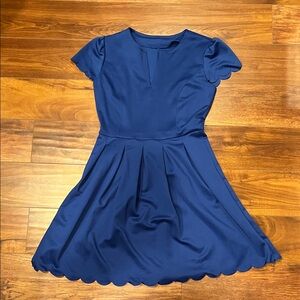 Chic Blue Scalloped Hem Mini Dress Size Small